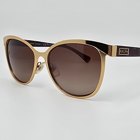 Ralph Lauren RA4118 3139T5 Gold Frame Polarized Brown Lens Cat Eye Sunglasses - Picture 1 of 14